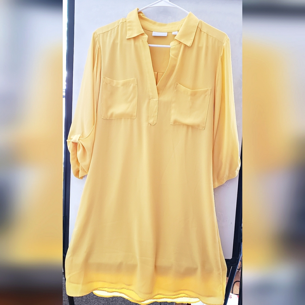 New York & Company | Yellow Belted Dress